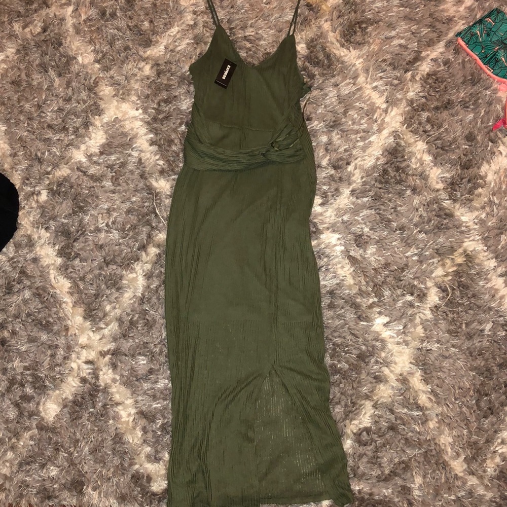 Express Olive midi slit dress, BRAND NEW